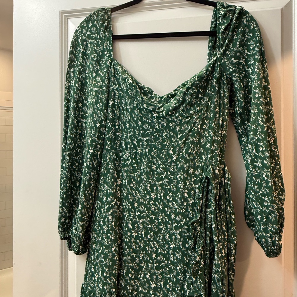 Reformation Emerald Floral Long Sleeve Dress